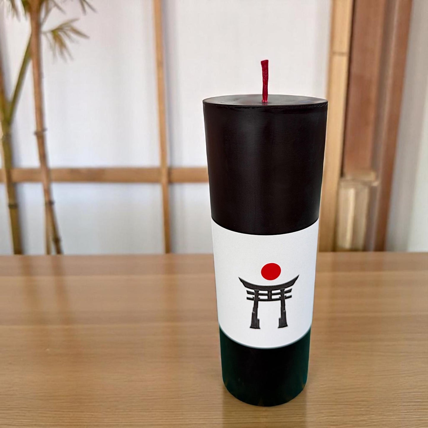 Samurai XL – Black Beeswax Pillar Candle with Red Wick, 8.75"