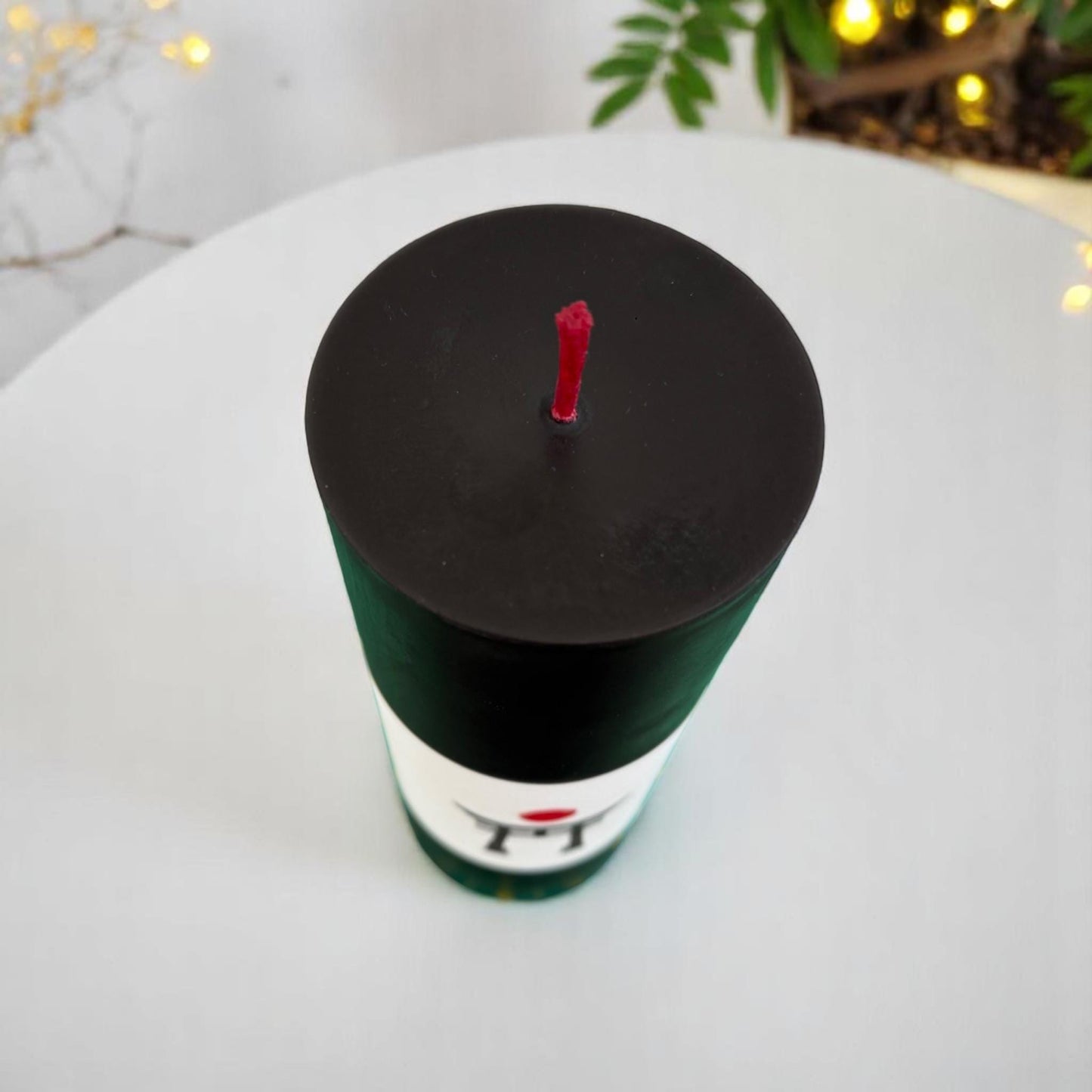 Samurai XL – Black Beeswax Pillar Candle with Red Wick, 8.75"