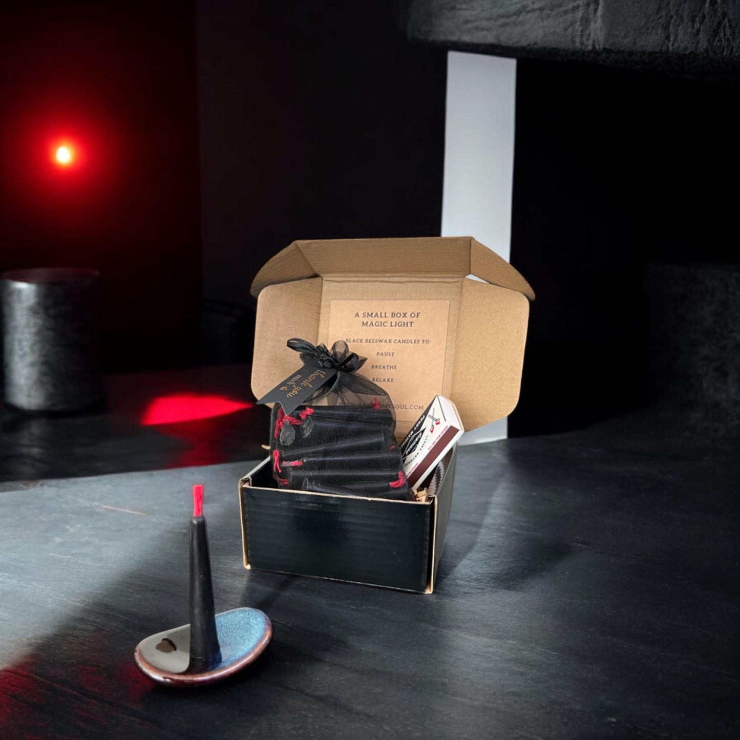 Samurai – Set of 31 Black Beeswax Ritual Candles with Red Wick