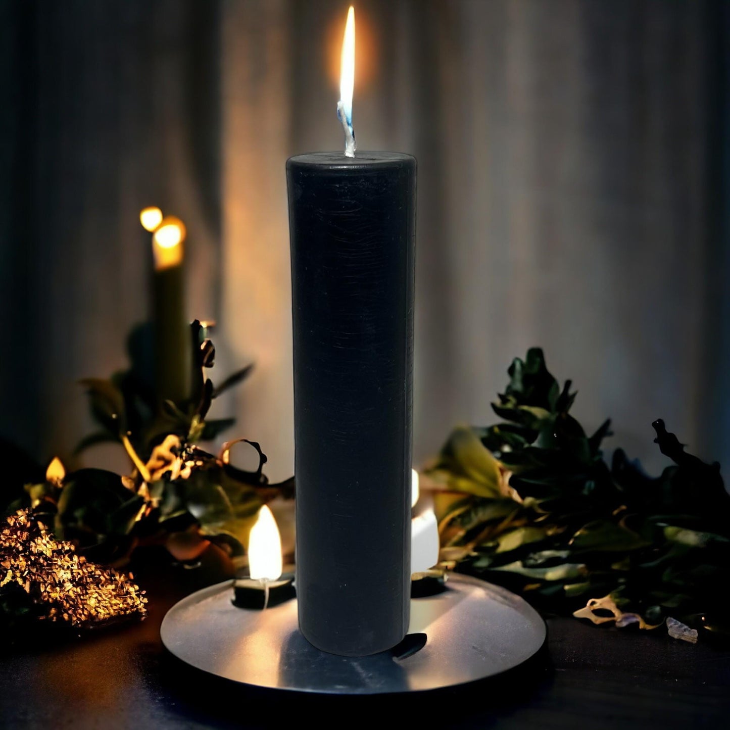Black Sunset Glow, Long-Burning Beeswax Pillar Candles| Available in Two Sizes